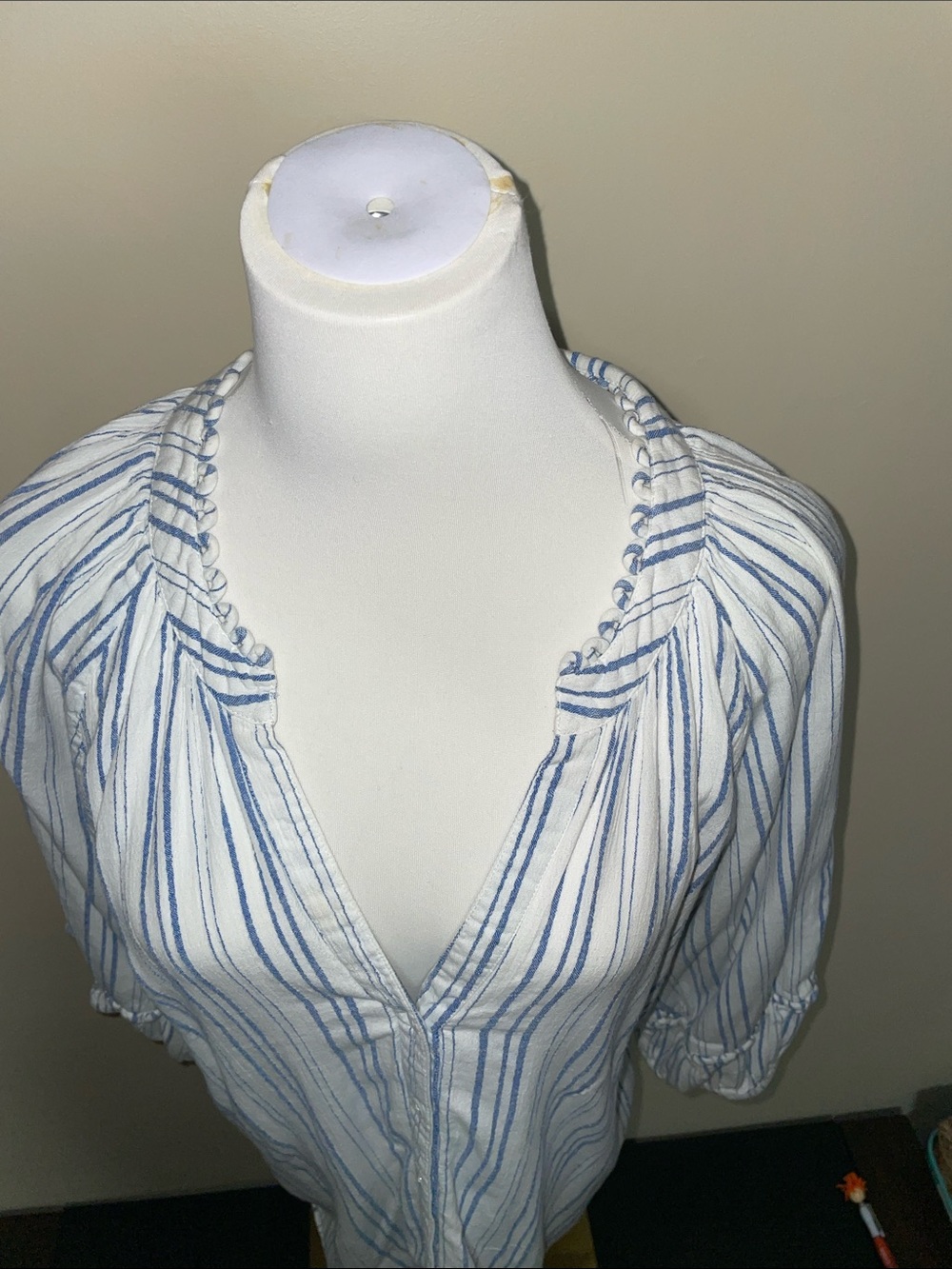 Apiece Apart Striped White and Blue Women's Tunic | XL *Small repaired flaw* - Picture 2 of 7